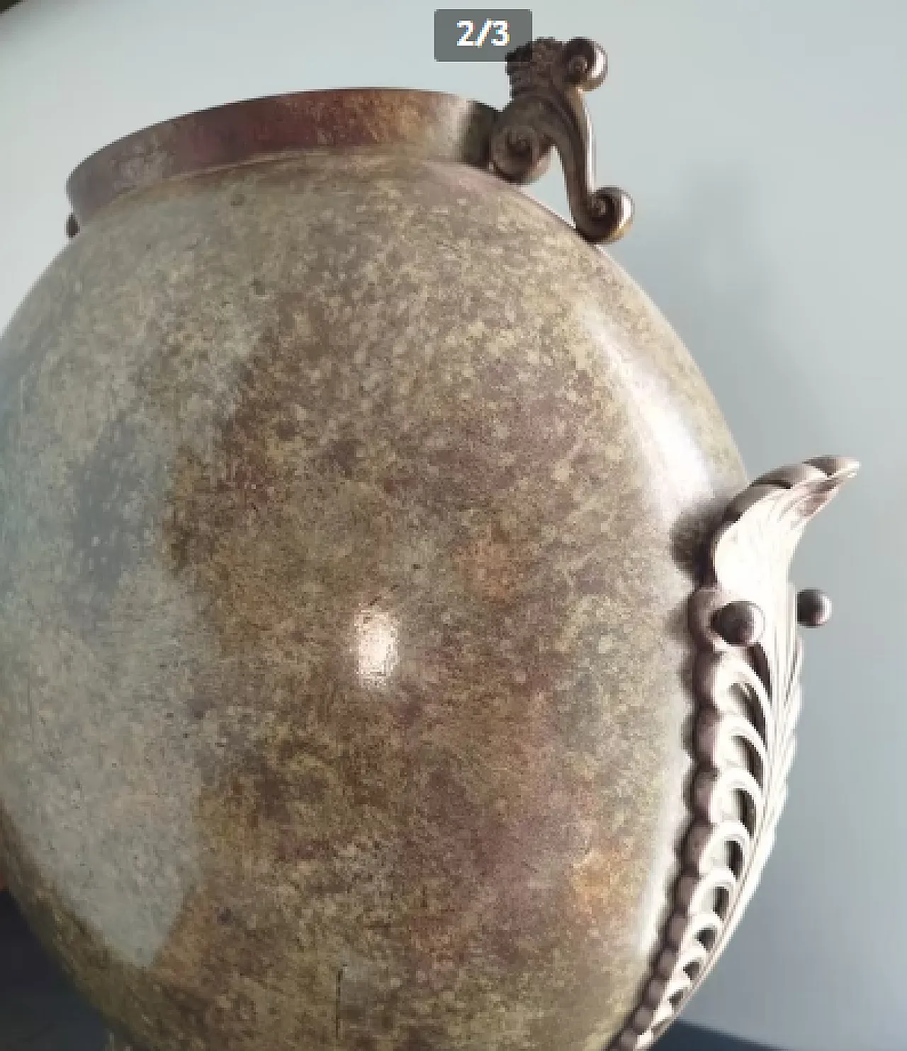 Oxidized brass vase, mid-20th century 2