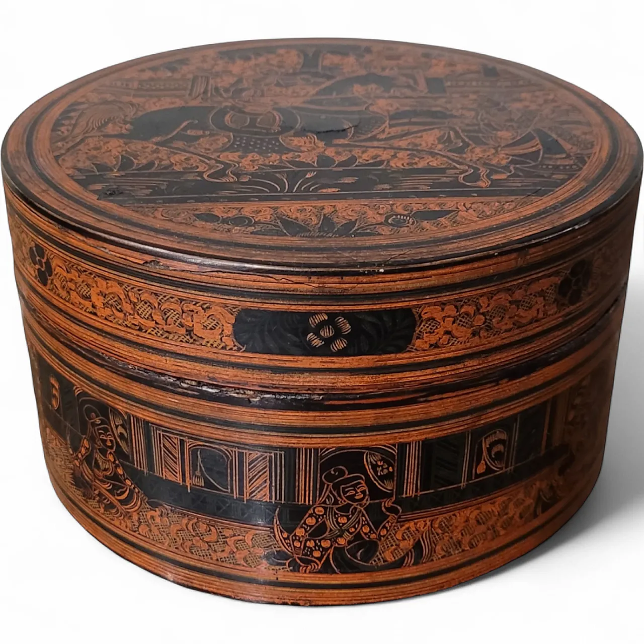 Betel box in lacquer, Burma, 19th century 10