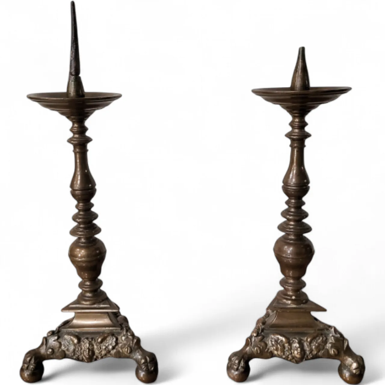 Pair of bronze candlesticks, Italy, 17th century 17