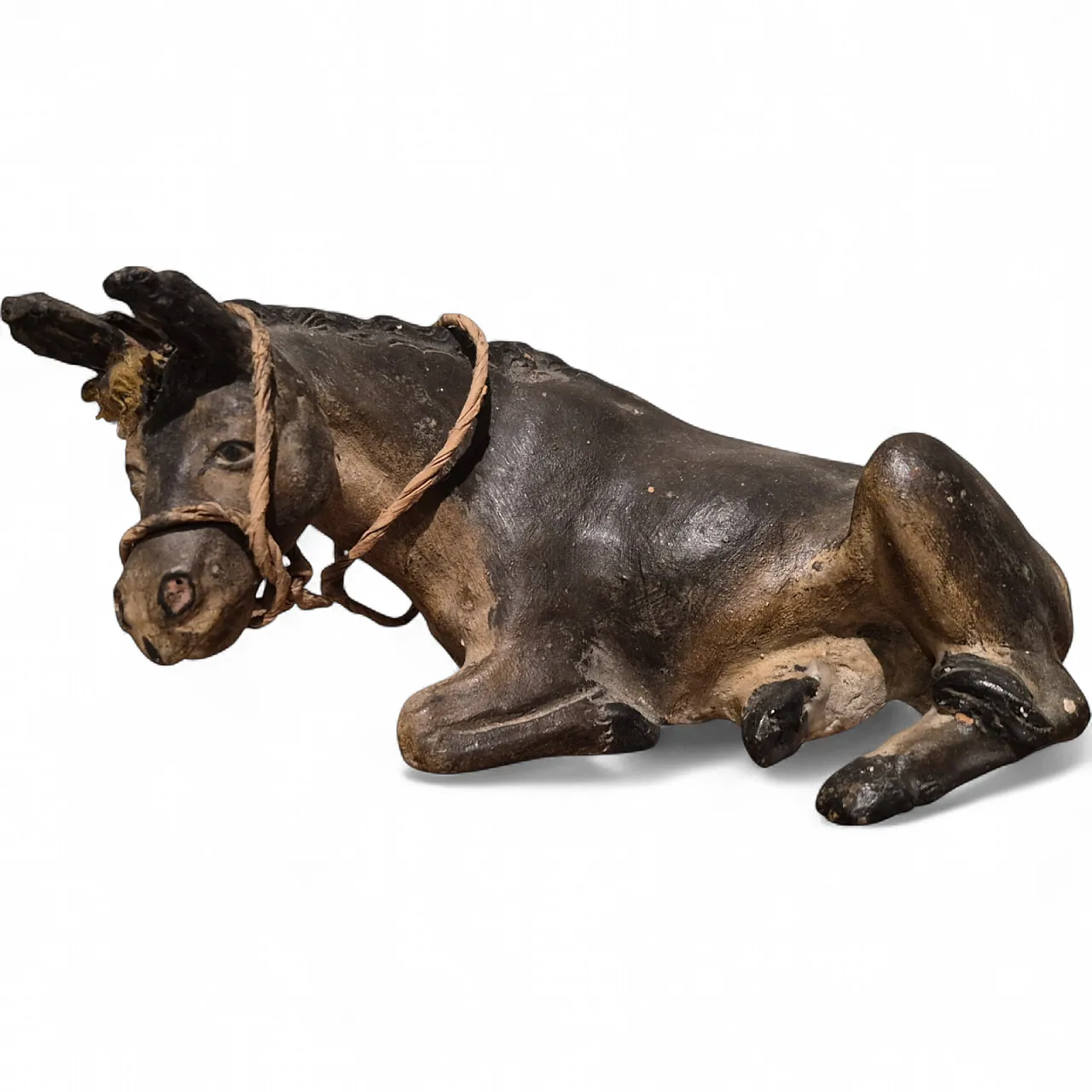 Donkey nativity scene statue in polychrome terracotta, Naples, 18th c 8