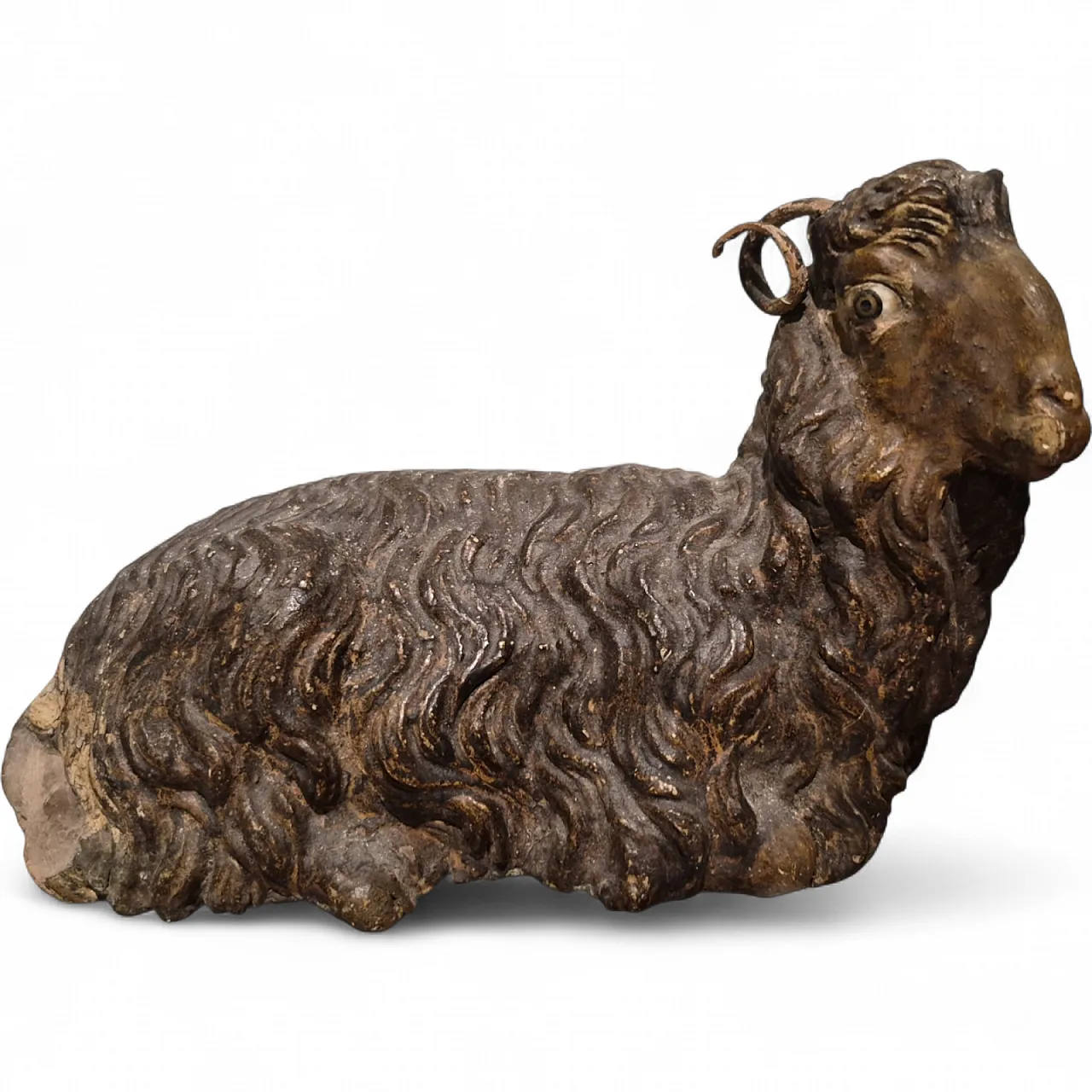 Montone nativity scene statue in polychrome terracotta, Naples, 18th c 8