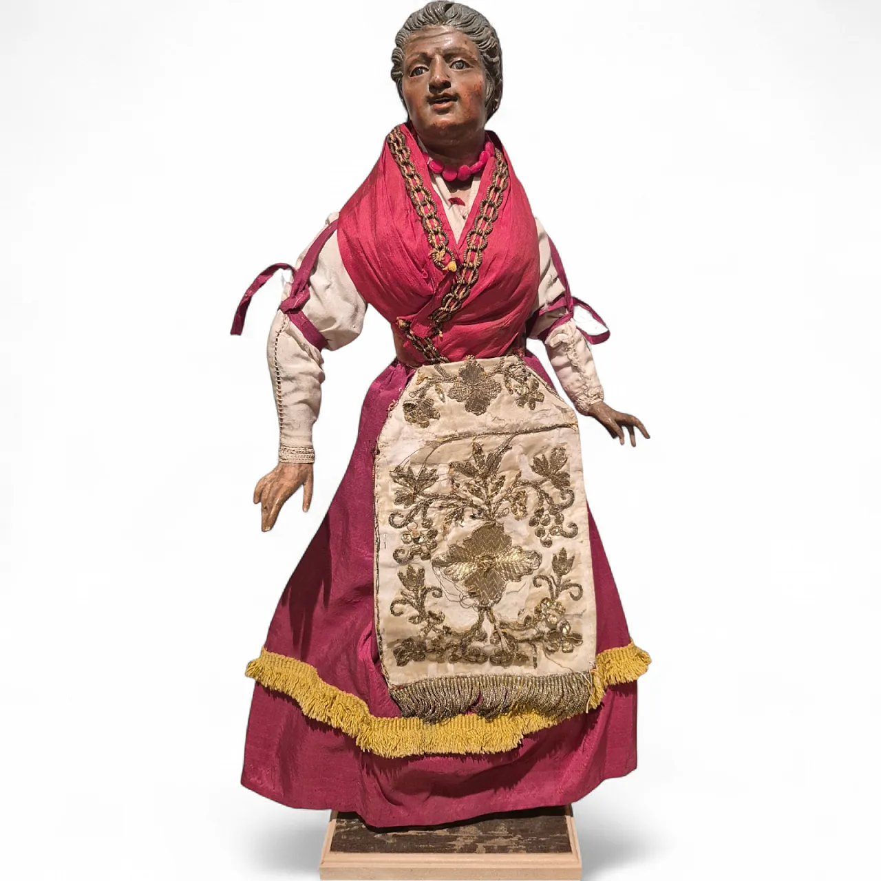 Housewife ativity scene statue in terracotta, glass, polychrome fabric 11