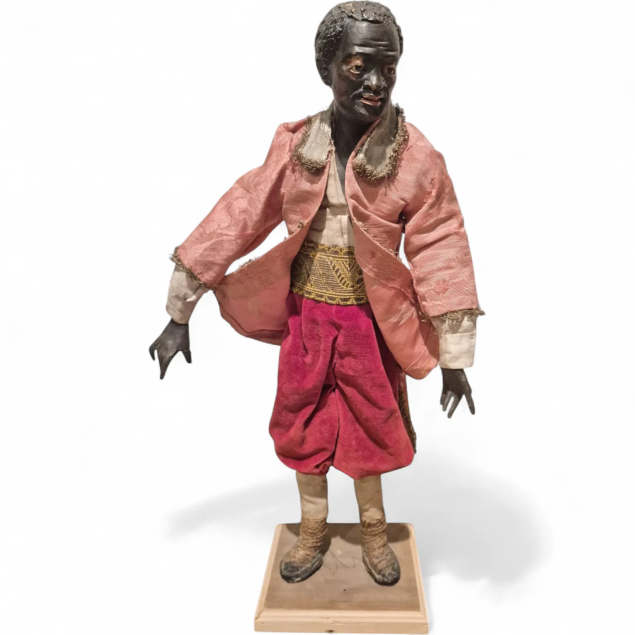 Moro nativity scene statue in terracotta, glass and polychrome fabric 10