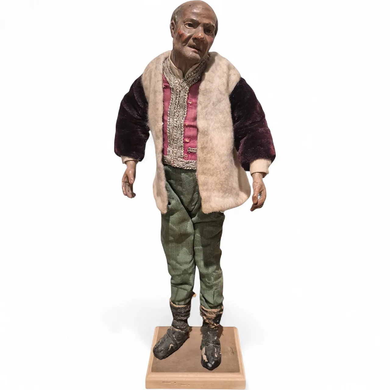 Shepherd nativity scene statue in terracotta, glass, polychrome fabric 10