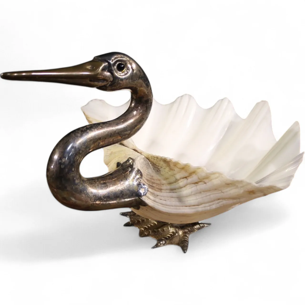 Cigno in argento e conchiglia di Binazzi Firenze, '900 14