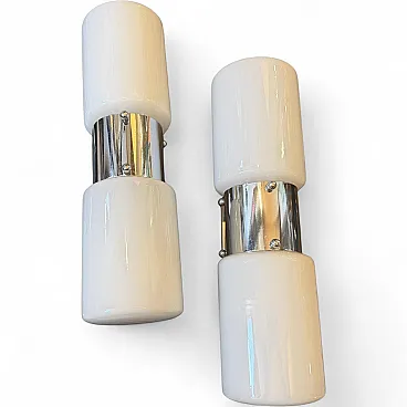 Pair of steel and glass wall sconces By Mazzega, 1960s