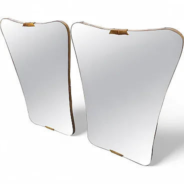 Pair of wooden and brass wall mirrors by Gio Ponti, 1950s