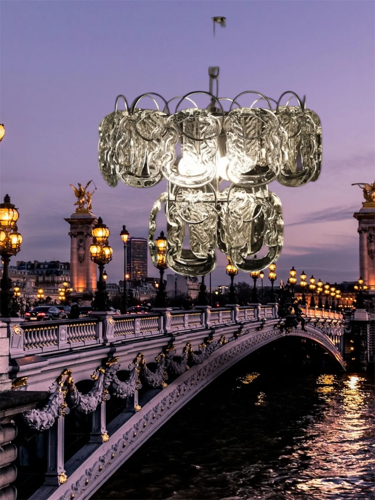 Lampadario Giogali in vetro di Angelo Mangiarotti per Vistosi, anni '60 10