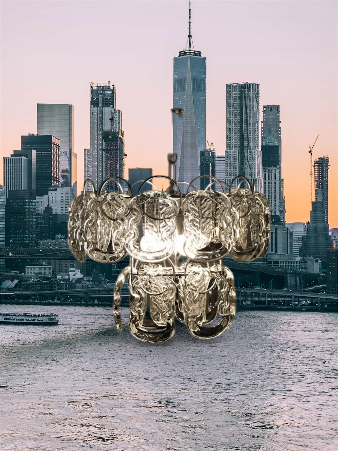 Lampadario Giogali in vetro di Angelo Mangiarotti per Vistosi, anni '60 11