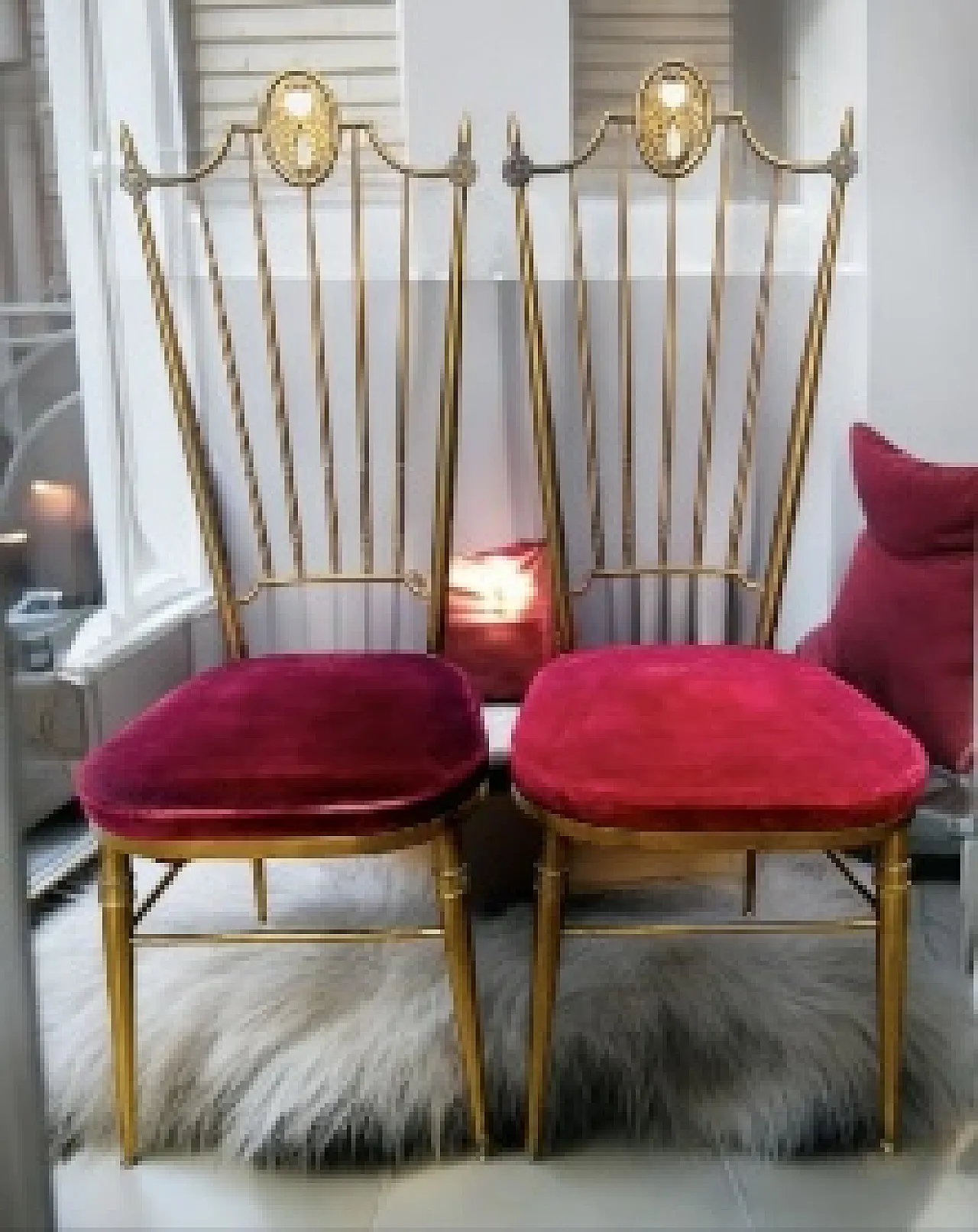 Coppia di sedie Chiavarine in ottone di Gaetano Descalzi, anni '50 24