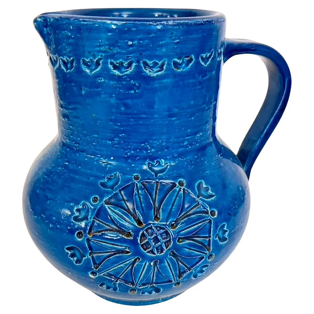 Brocca in ceramica laccata blu di Aldo Londi per Bitossi, anni '70 1