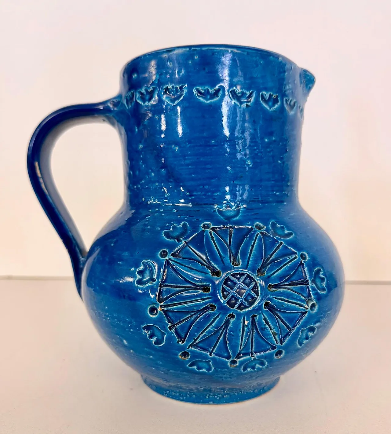 Brocca in ceramica laccata blu di Aldo Londi per Bitossi, anni '70 3