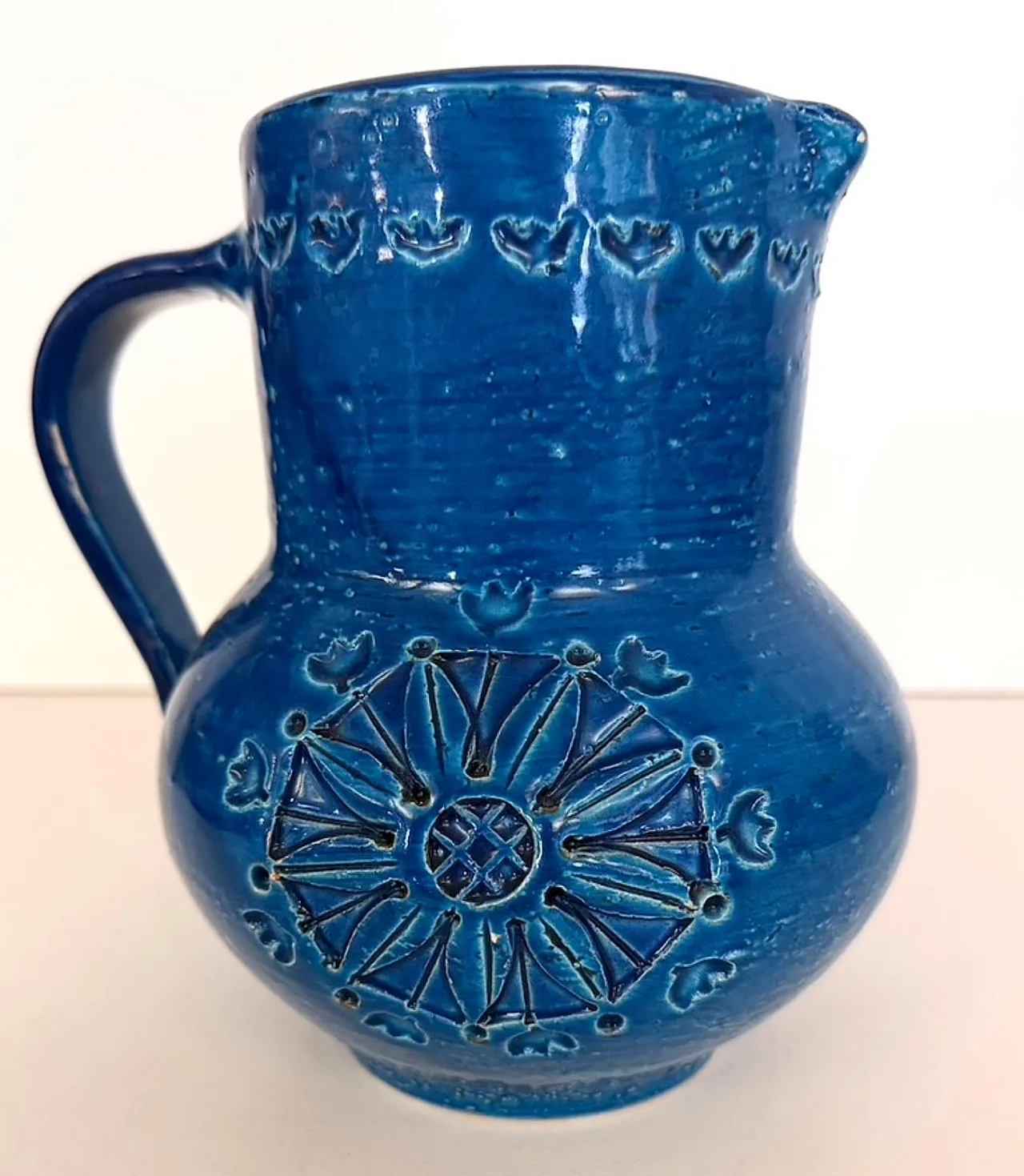 Brocca in ceramica laccata blu di Aldo Londi per Bitossi, anni '70 4