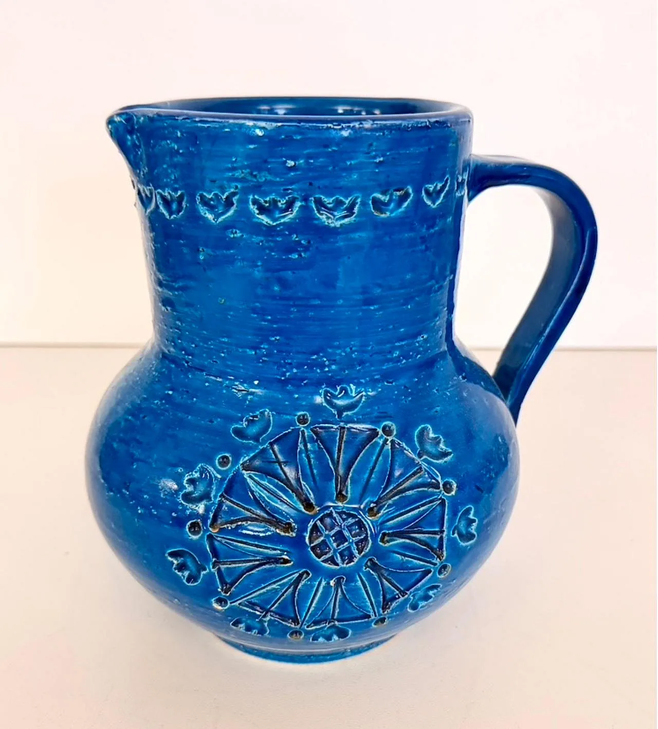 Brocca in ceramica laccata blu di Aldo Londi per Bitossi, anni '70 6