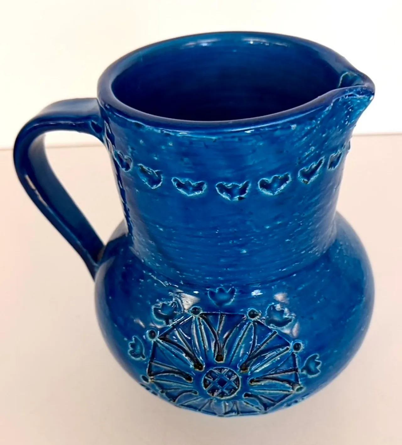 Brocca in ceramica laccata blu di Aldo Londi per Bitossi, anni '70 8