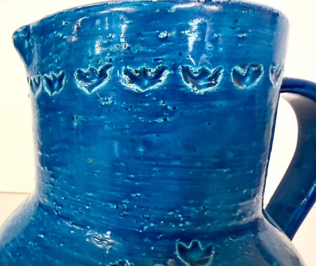 Brocca in ceramica laccata blu di Aldo Londi per Bitossi, anni '70 11