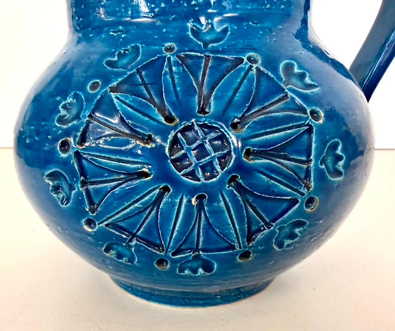 Brocca in ceramica laccata blu di Aldo Londi per Bitossi, anni '70 12