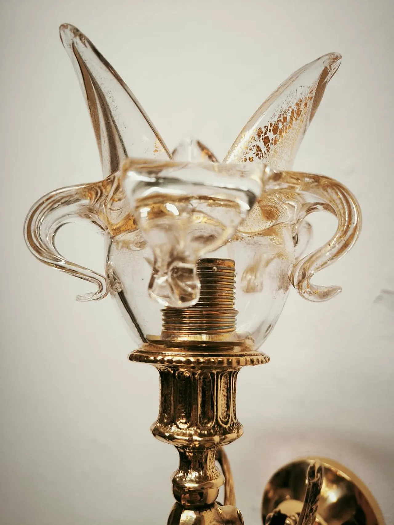 Swan wall lamp with Murano glass, 1970s 9