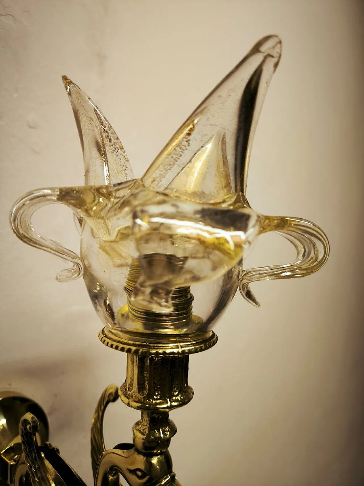 Swan wall lamp with Murano glass, 1970s 12