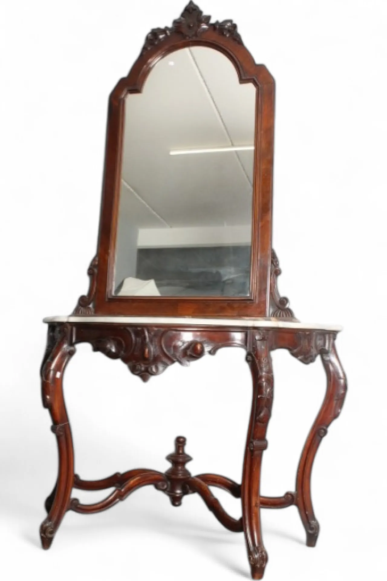 Console with mirror Umbria. Carrara marble top,  19th century 15