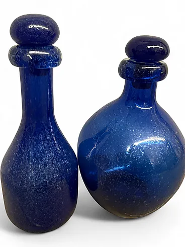 Pair of cobalt blue vases, modern Murano glass, 1970s
