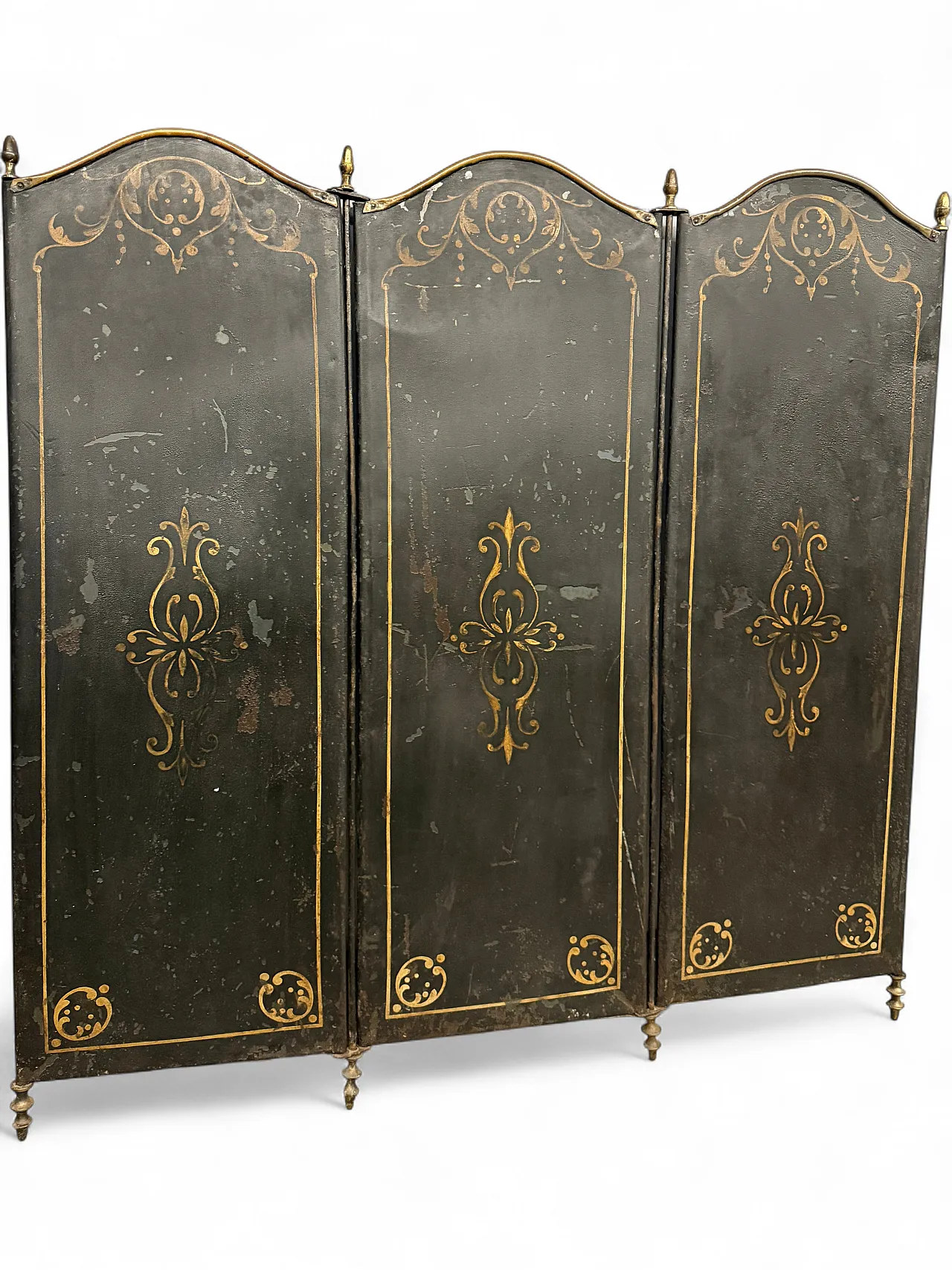 Gold-painted iron and metal fireplace screen, 19th century 7