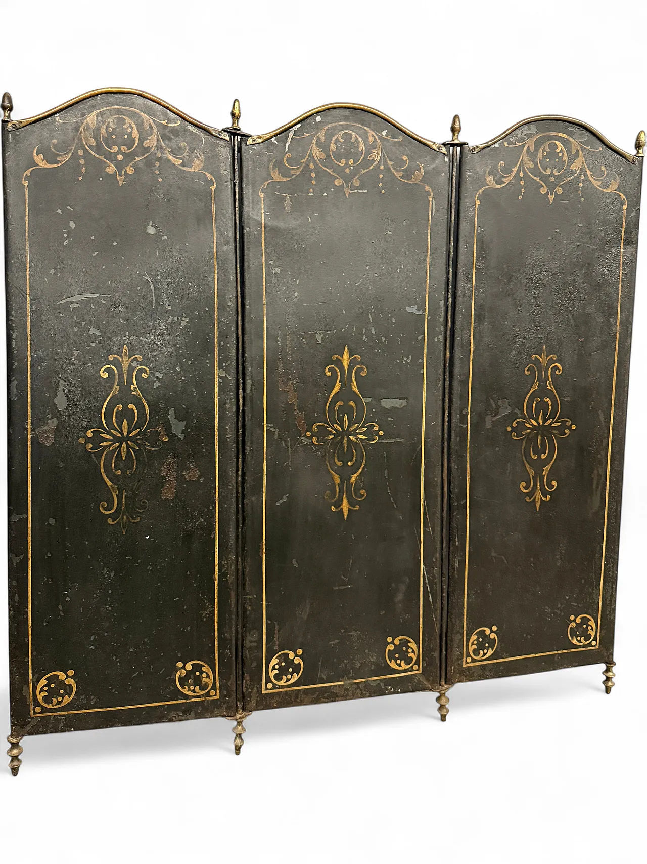 Gold-painted iron and metal fireplace screen, 19th century 8