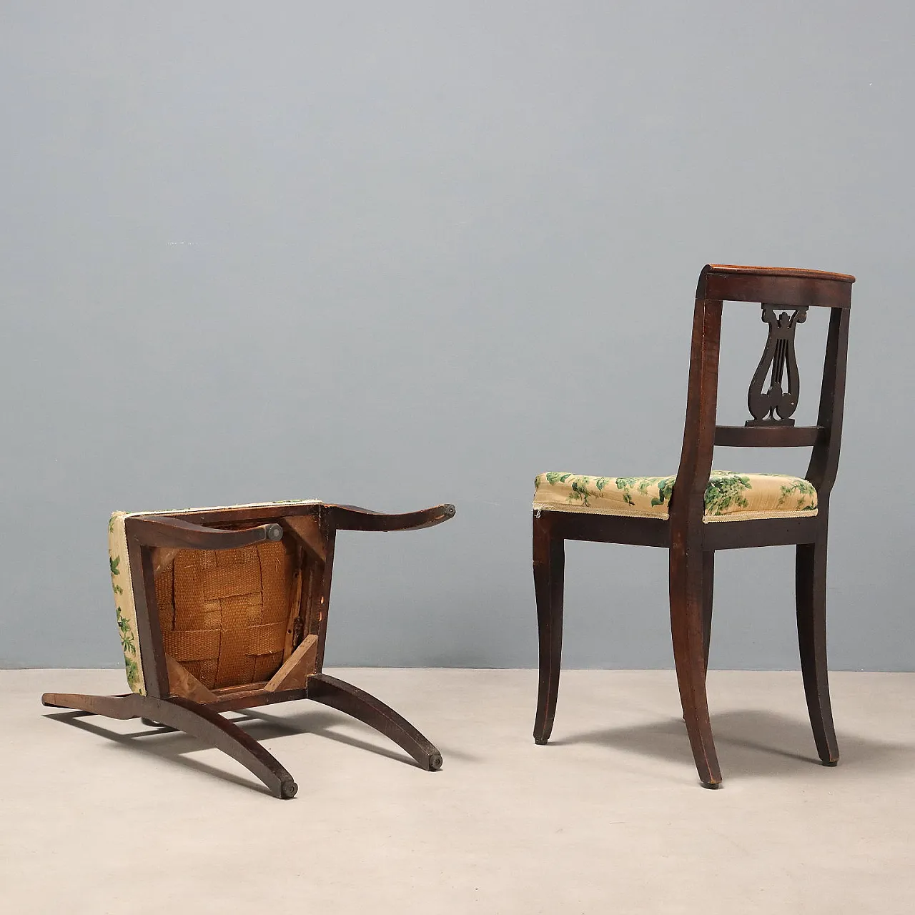 Pair of Directoire walnut chairs, mid-19th century 10