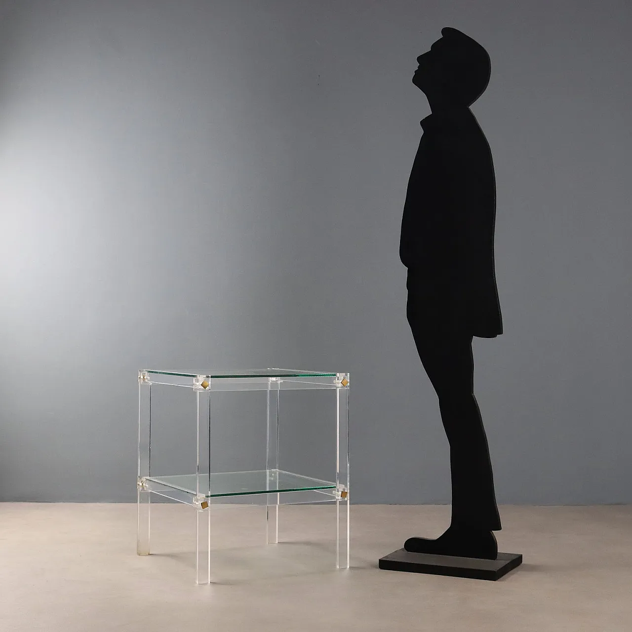 Tavolino con doppio piano in plexiglass e vetro, '900 3