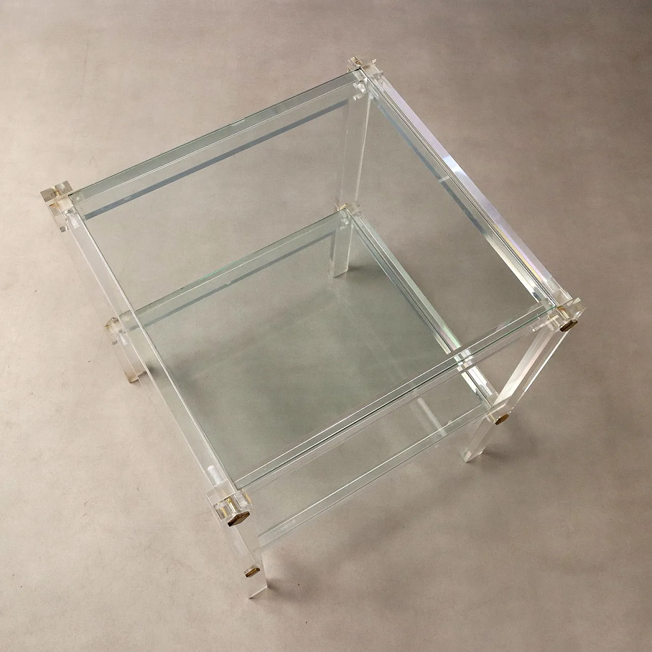 Tavolino con doppio piano in plexiglass e vetro, '900 8