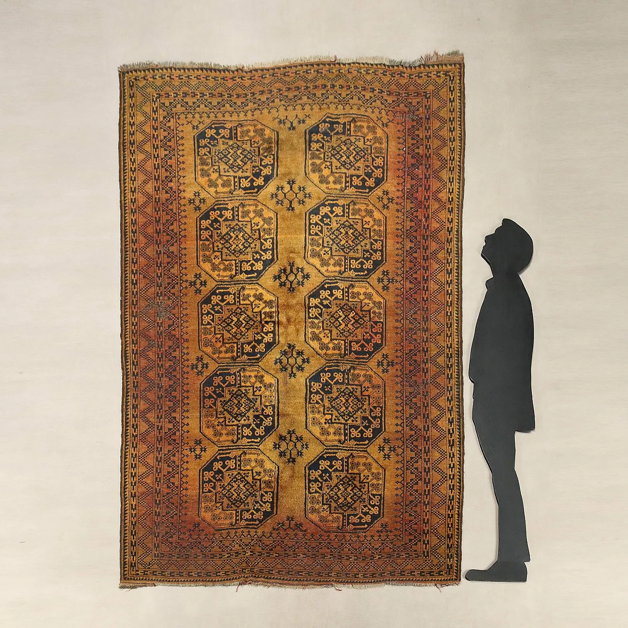 Tappeto Bukhara in cotone e lana, nodo grosso, realizzato a mano, '900 3