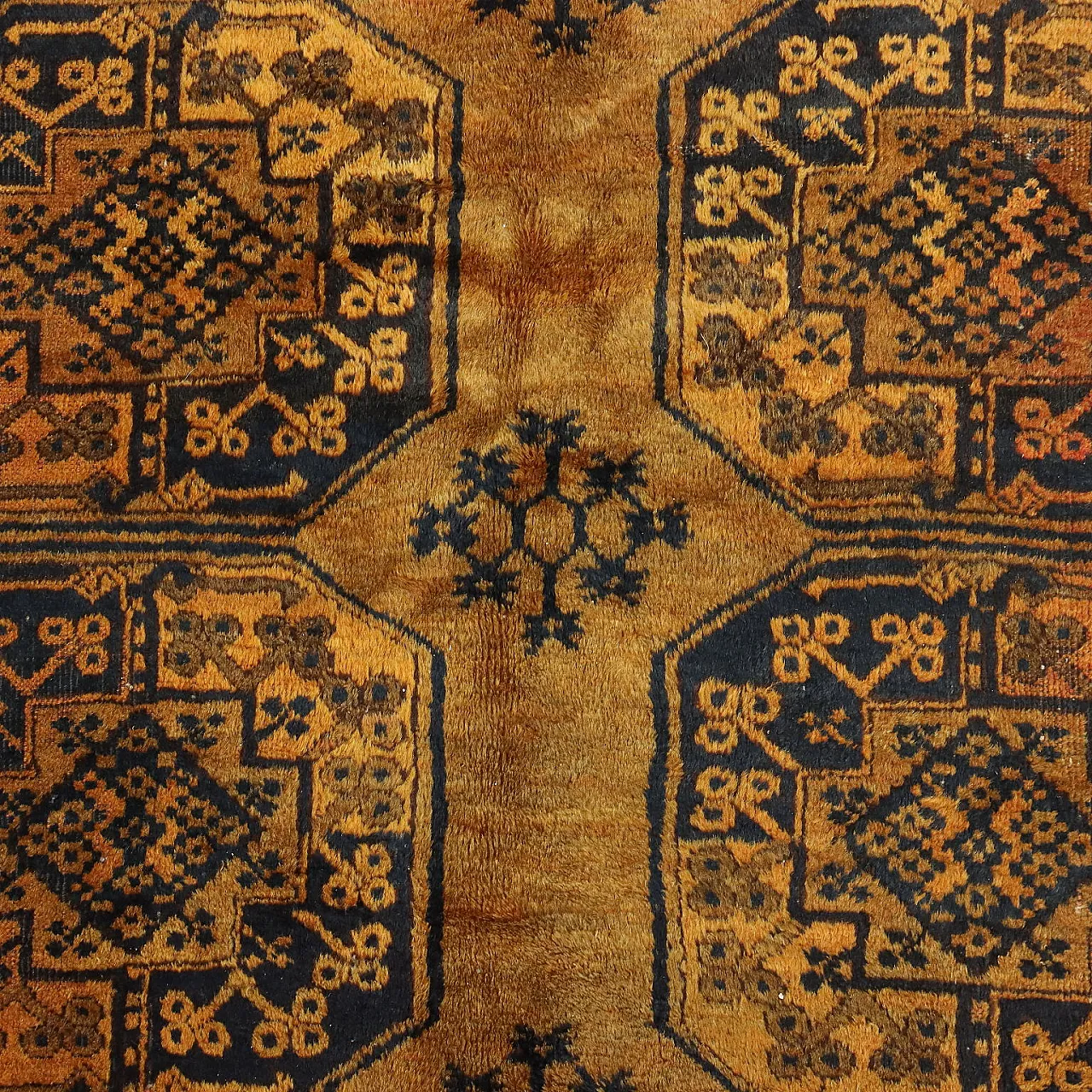 Tappeto Bukhara in cotone e lana, nodo grosso, realizzato a mano, '900 5