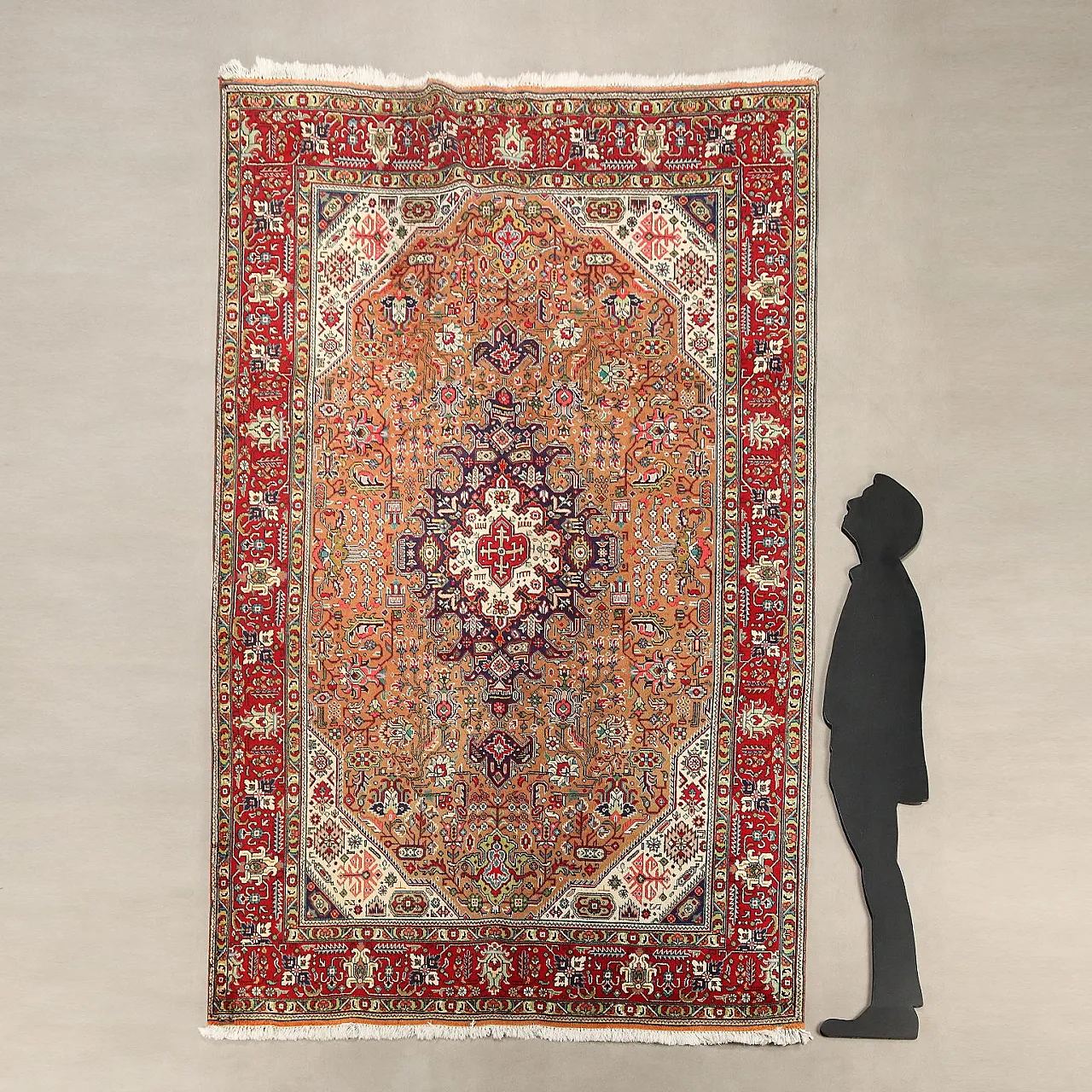 Tappeto Tabriz in cotone e lana, realizzato a mano, nodo grosso, '900 3
