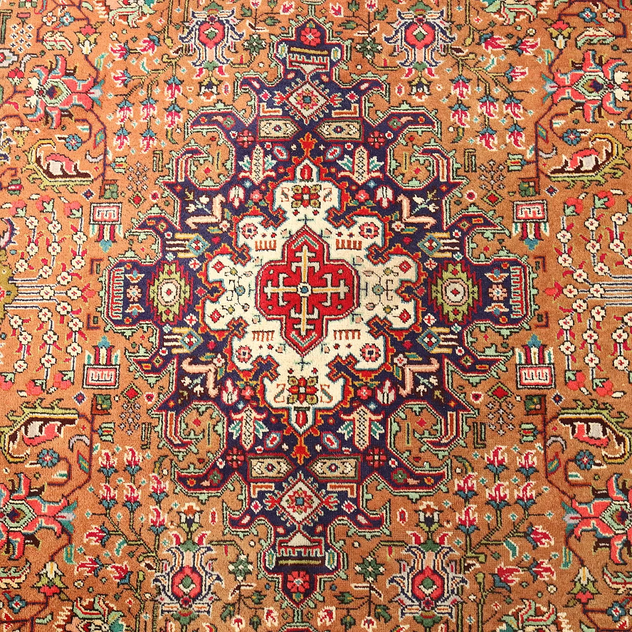 Tappeto Tabriz in cotone e lana, realizzato a mano, nodo grosso, '900 5