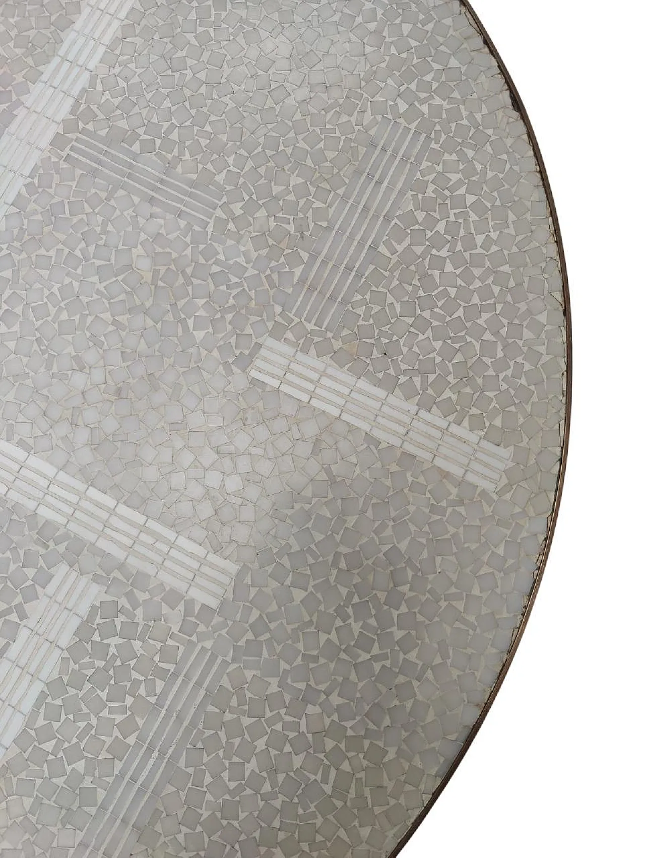 Round geometric smoking table white marble mosaic top, 20th century 7