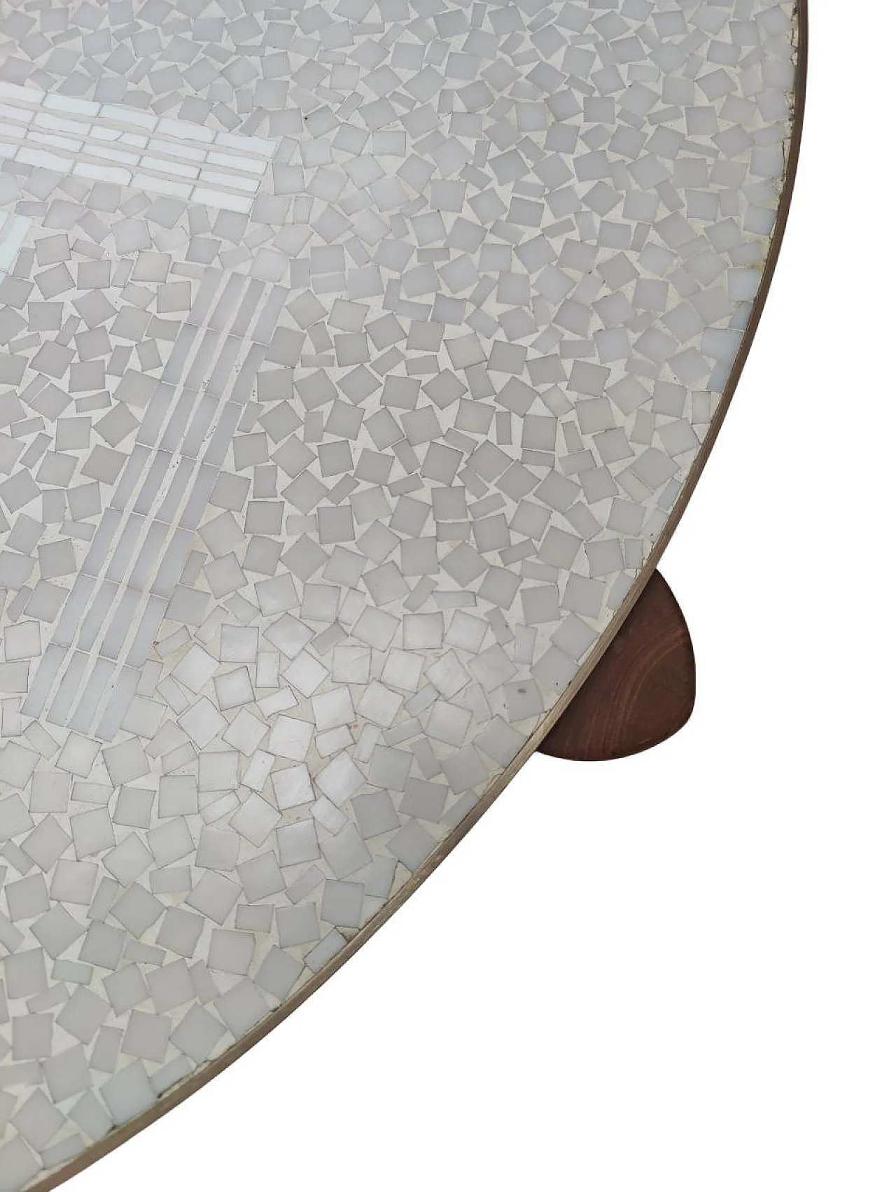 Round geometric smoking table white marble mosaic top, 20th century 8