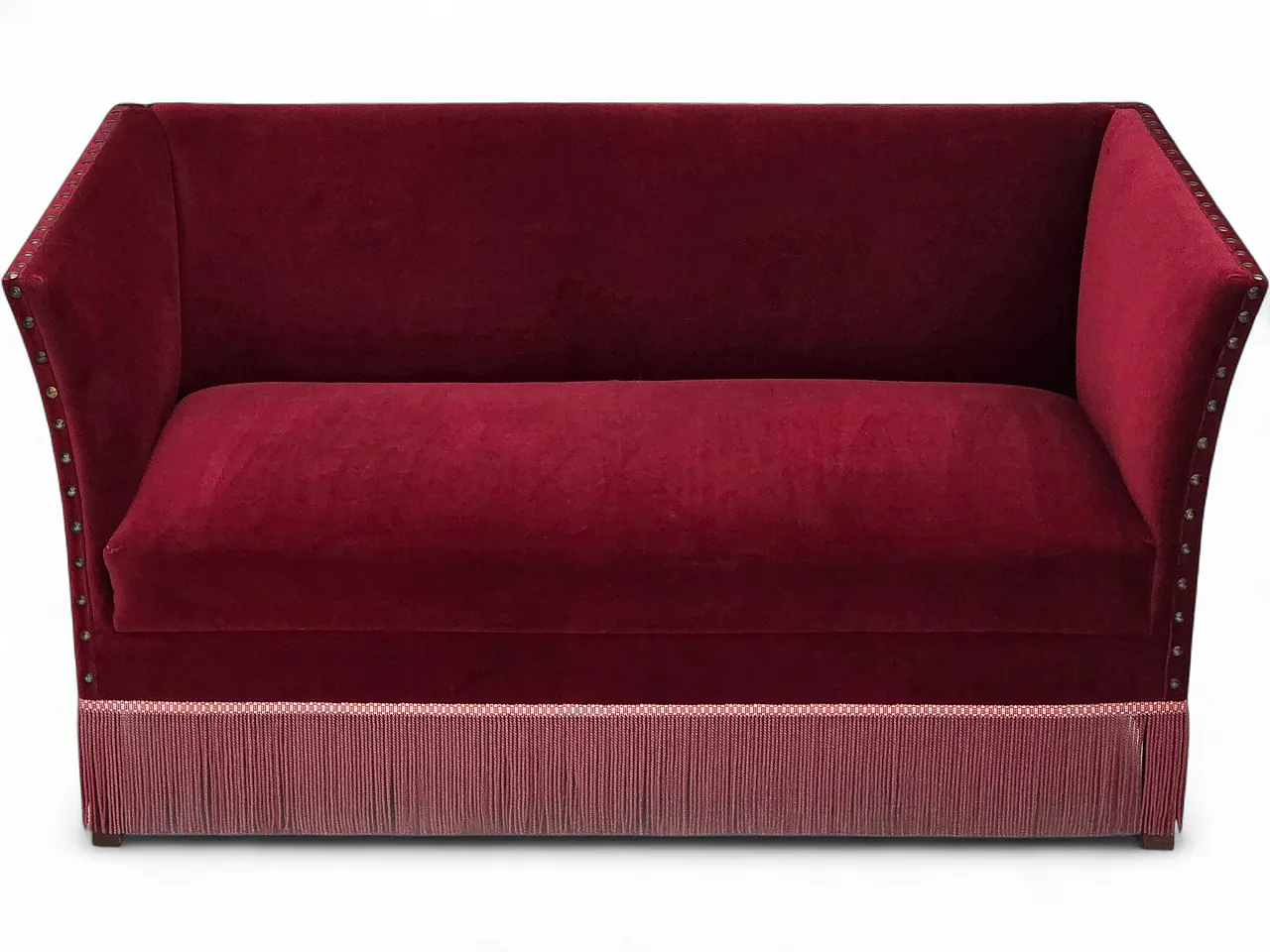 Danish 2-seater sofa, cherry-red velour, 1970s 19
