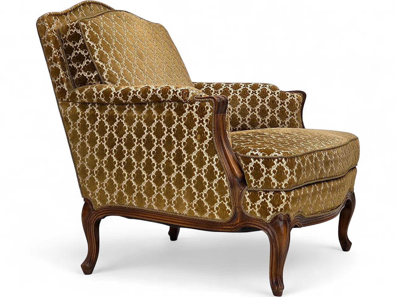 Poltrona relax danese, in velluto,  frassino intagliato, anni '50 22