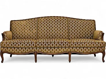 Danish 3-seater sofa, velour, carved ash wood, 1950s