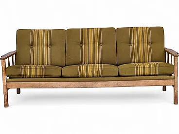 Danish 3-seater sofa, wool, solid oak wood, 1970s