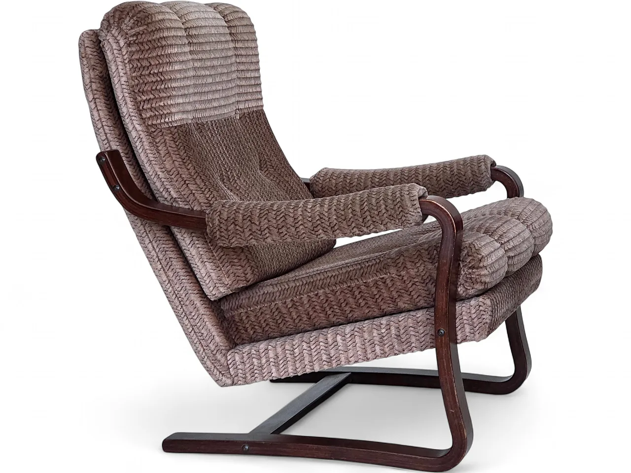 Danish armchair, light brown corduroy, 1970s 19