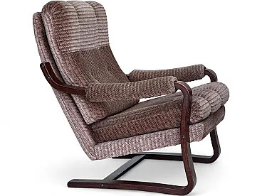 Danish armchair, light brown corduroy, 1970s