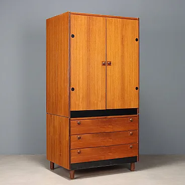 Mobile contenitore impiallacciato teak, '900