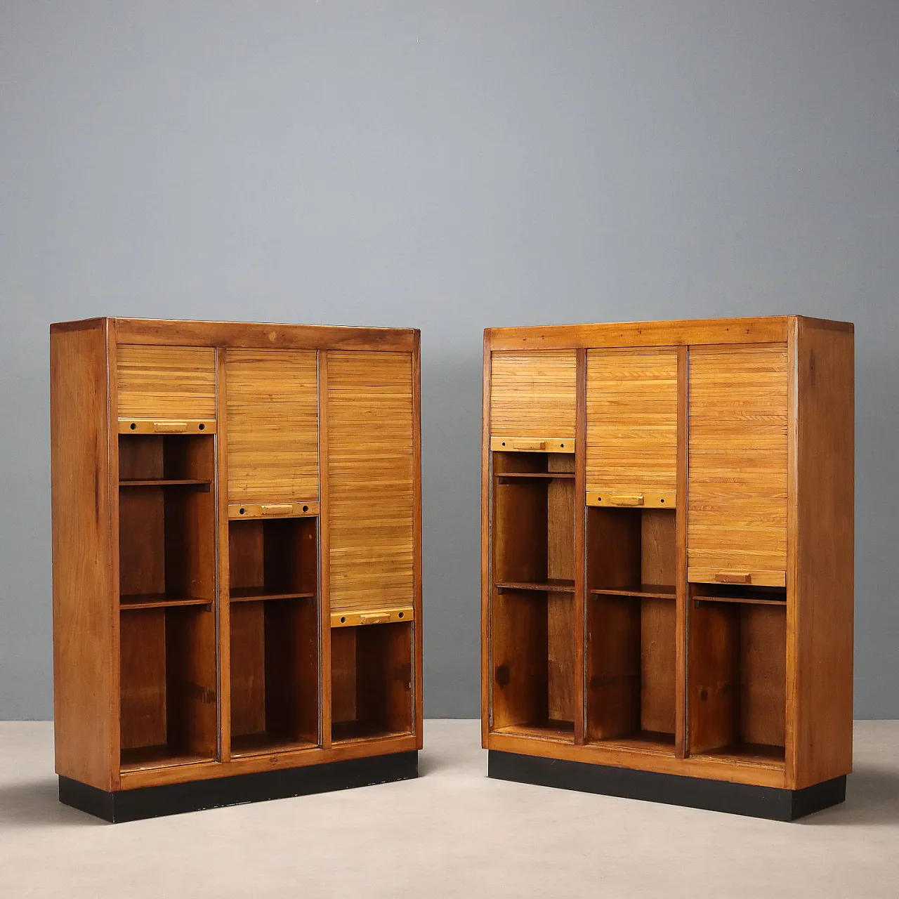 Pair of walnut veneered containers with laminate top, 20th century 3