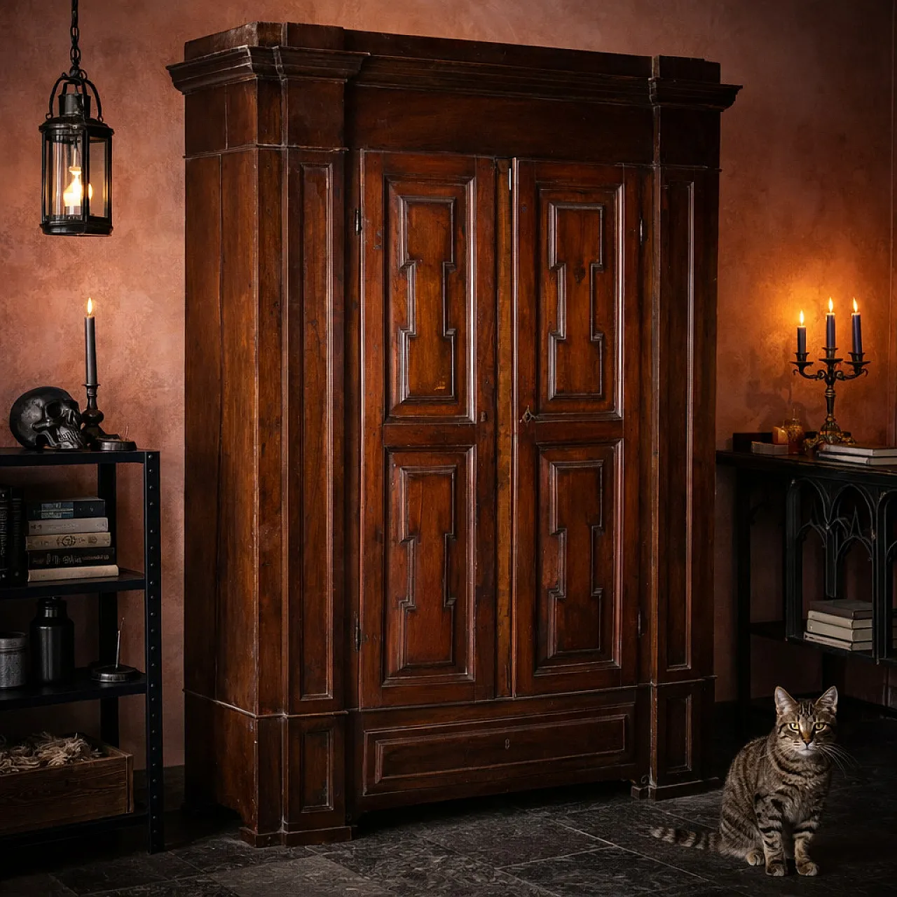 Baroque walnut wardrobe, 17th century 2