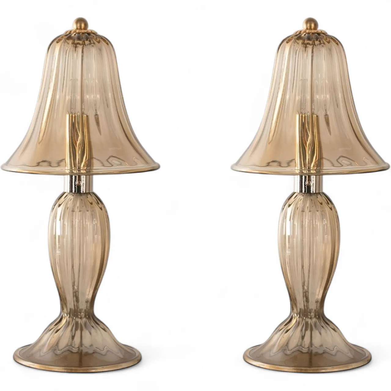 Coppia di lampade da tavolo italiane in vetro di Murano, 2000 13