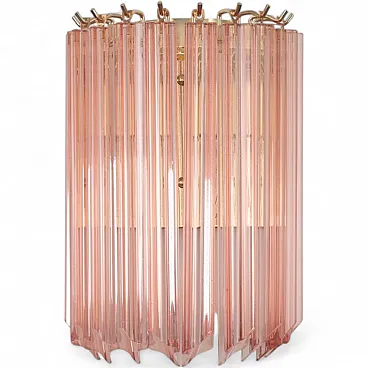 Applique da parete quadriedri in vetro di Murano rosa, anni 2000