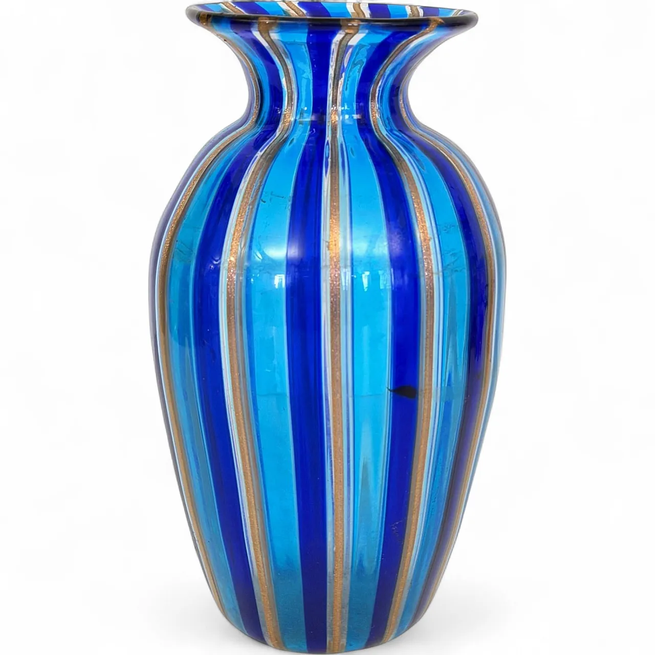 Murano glass vase with blue and light blue canes, 1980s 12