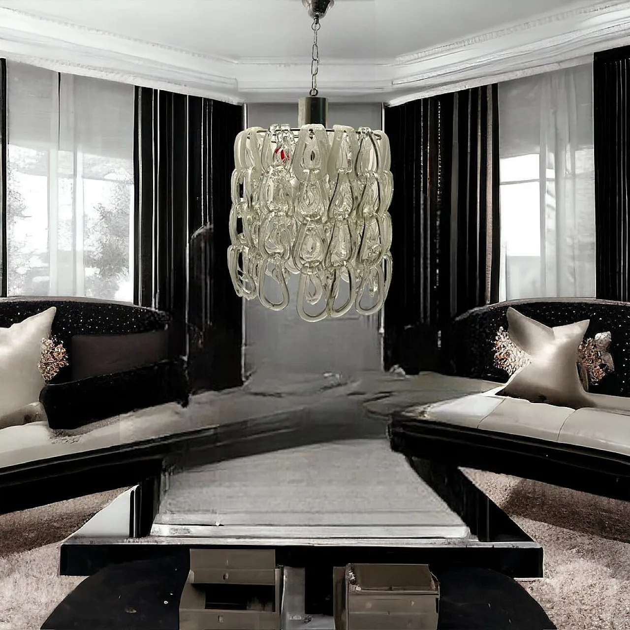 Mid-Century Modular Murano Glass Chandelier by Angelo Mangiarotti, 1970s 2