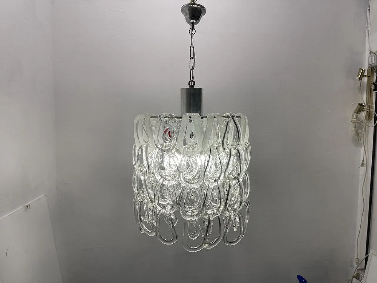 Mid-Century Modular Murano Glass Chandelier by Angelo Mangiarotti, 1970s 4